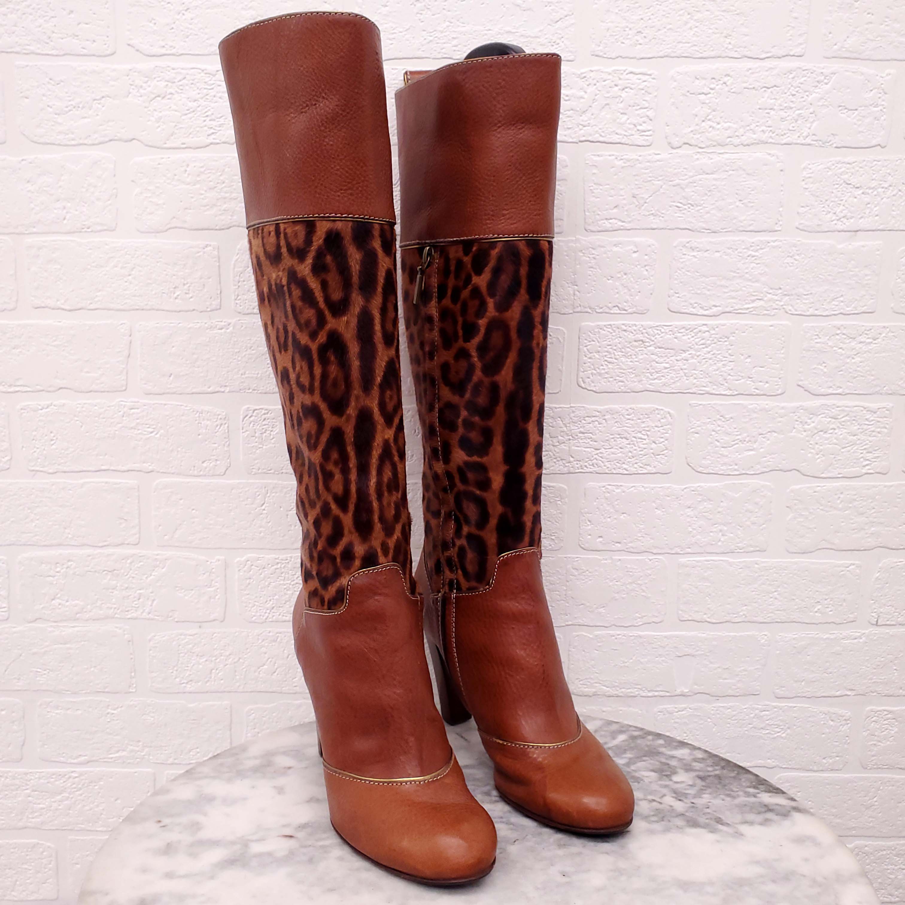 DOLCE & GABBANA LEOPARD PONY BOOTS - SIZE 40