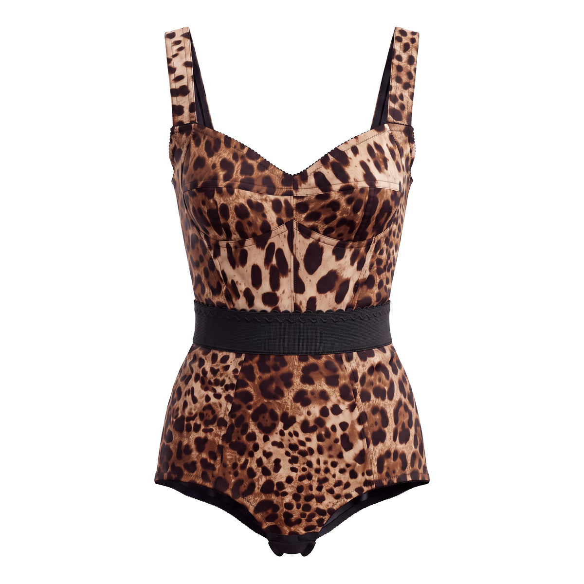 DOLCE & GABBANA LEOPARD PRINTED BUSTIER BODYSUIT - SIZE 38