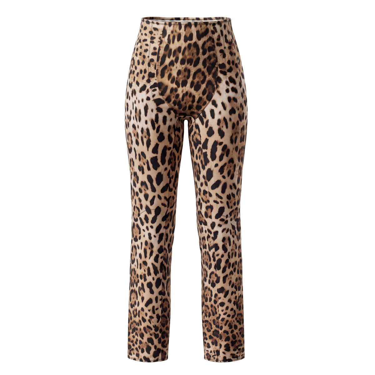 DOLCE & GABBANA LEOPARD PRINT STRETCH TROUSERS - SIZE 40