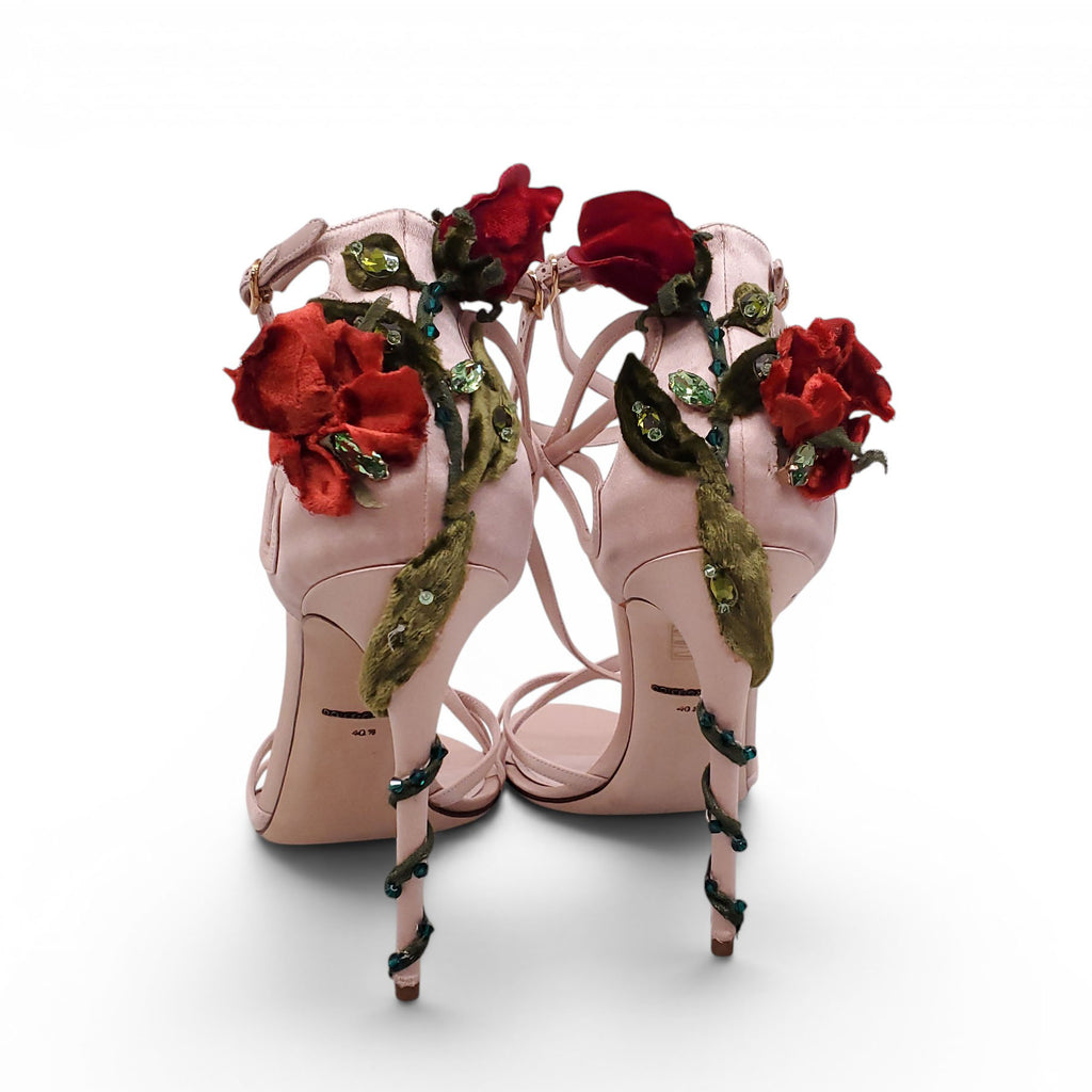 DOLCE & GABBANA NUDE STRAPPY ROSE HEELS - SIZE 40.5