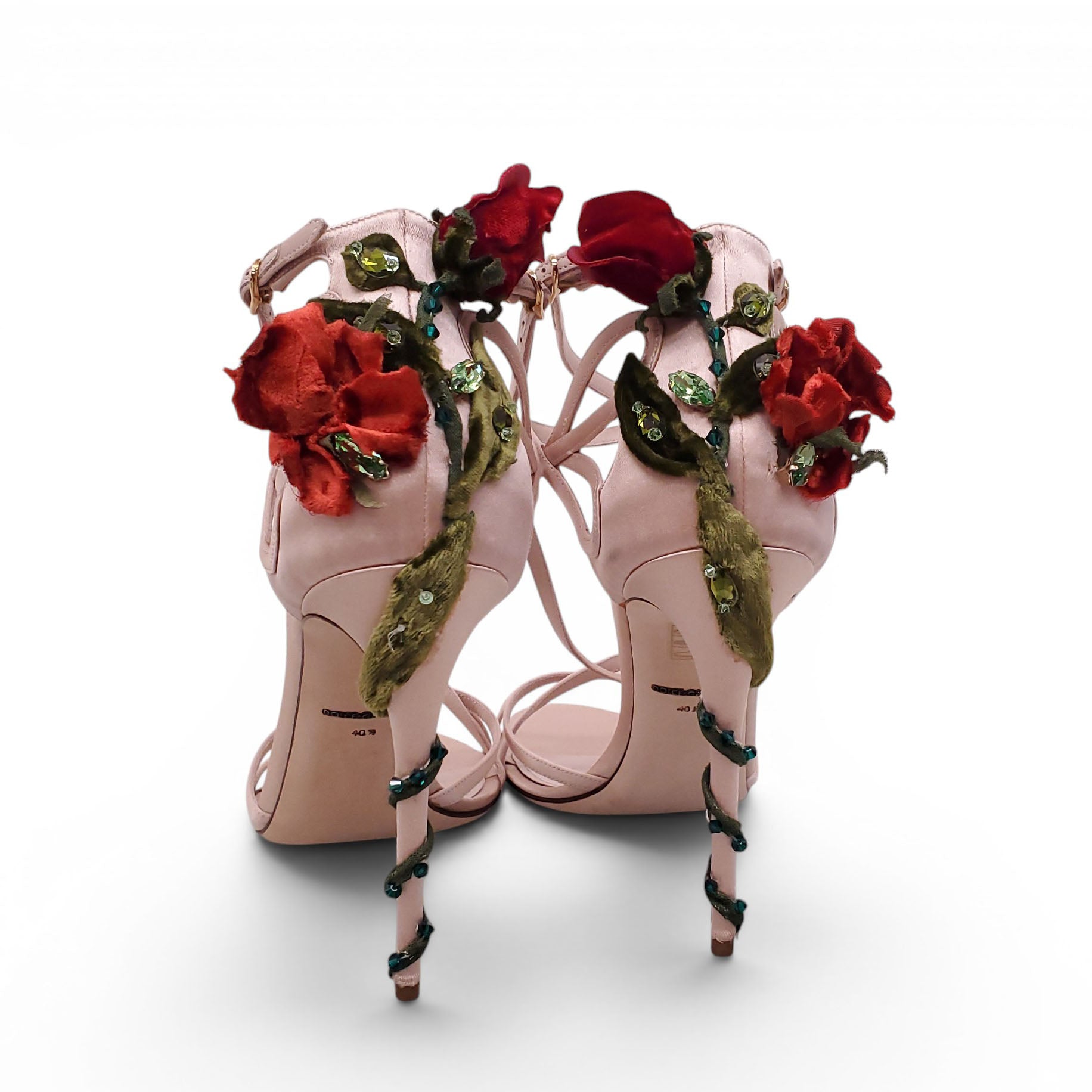 DOLCE & GABBANA NUDE STRAPPY ROSE HEELS - SIZE 40.5