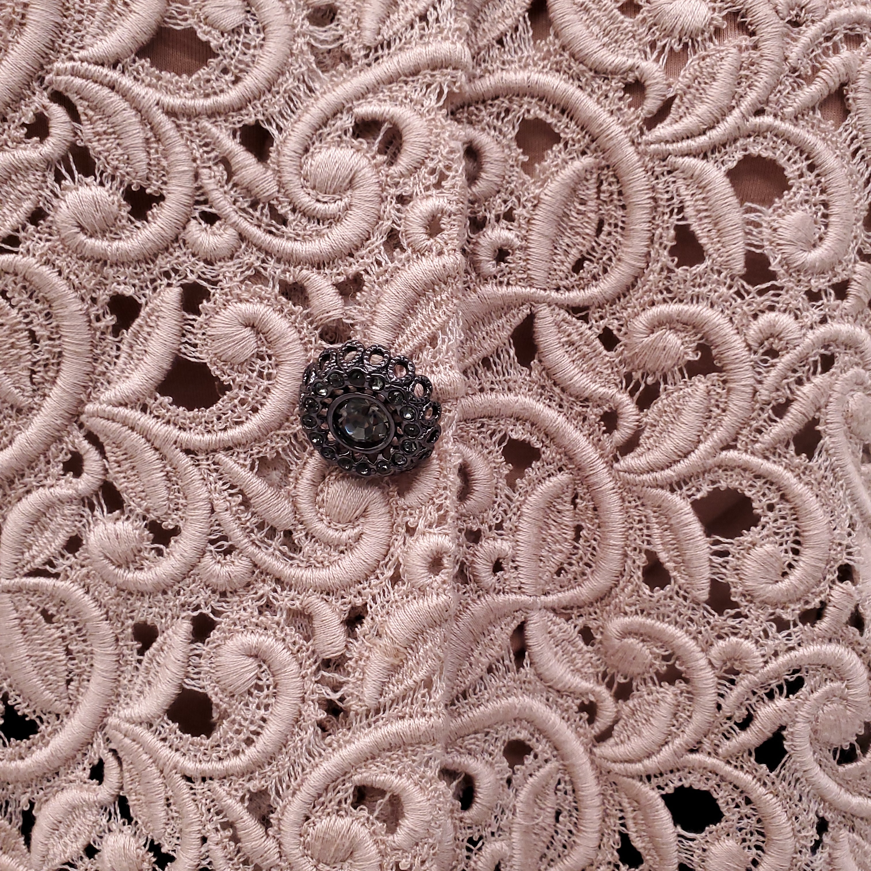 DOLCE & GABBANA PALE PINK LACE JACKET WITH CRYSTAL BUTTONS - SIZE 40