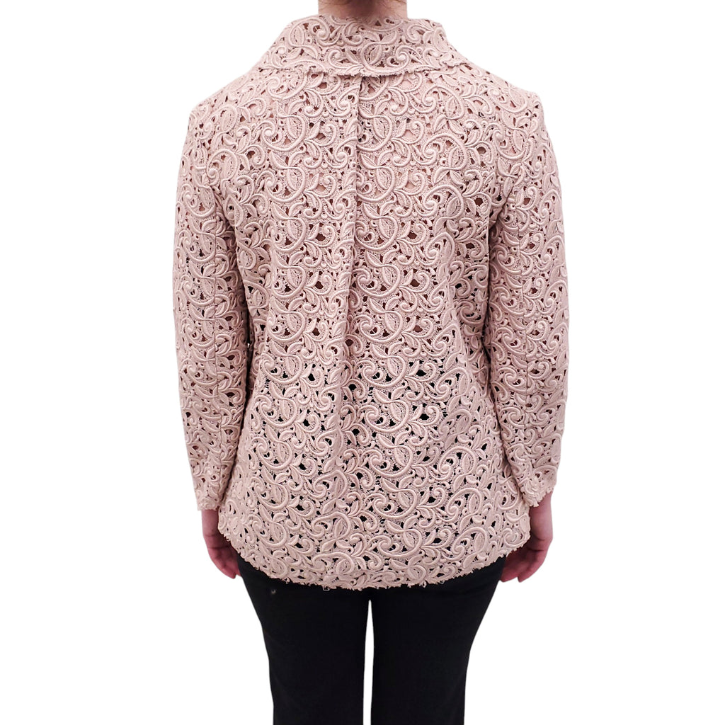 DOLCE & GABBANA PALE PINK LACE JACKET WITH CRYSTAL BUTTONS - SIZE 40