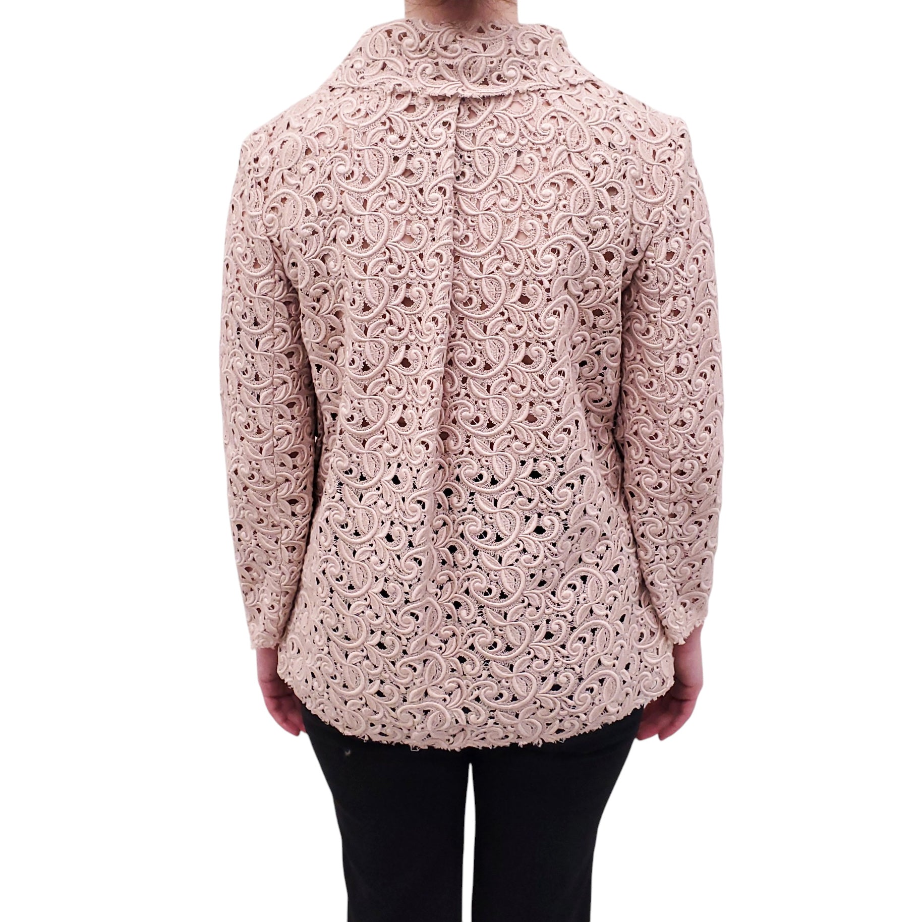DOLCE & GABBANA PALE PINK LACE JACKET WITH CRYSTAL BUTTONS - SIZE 40