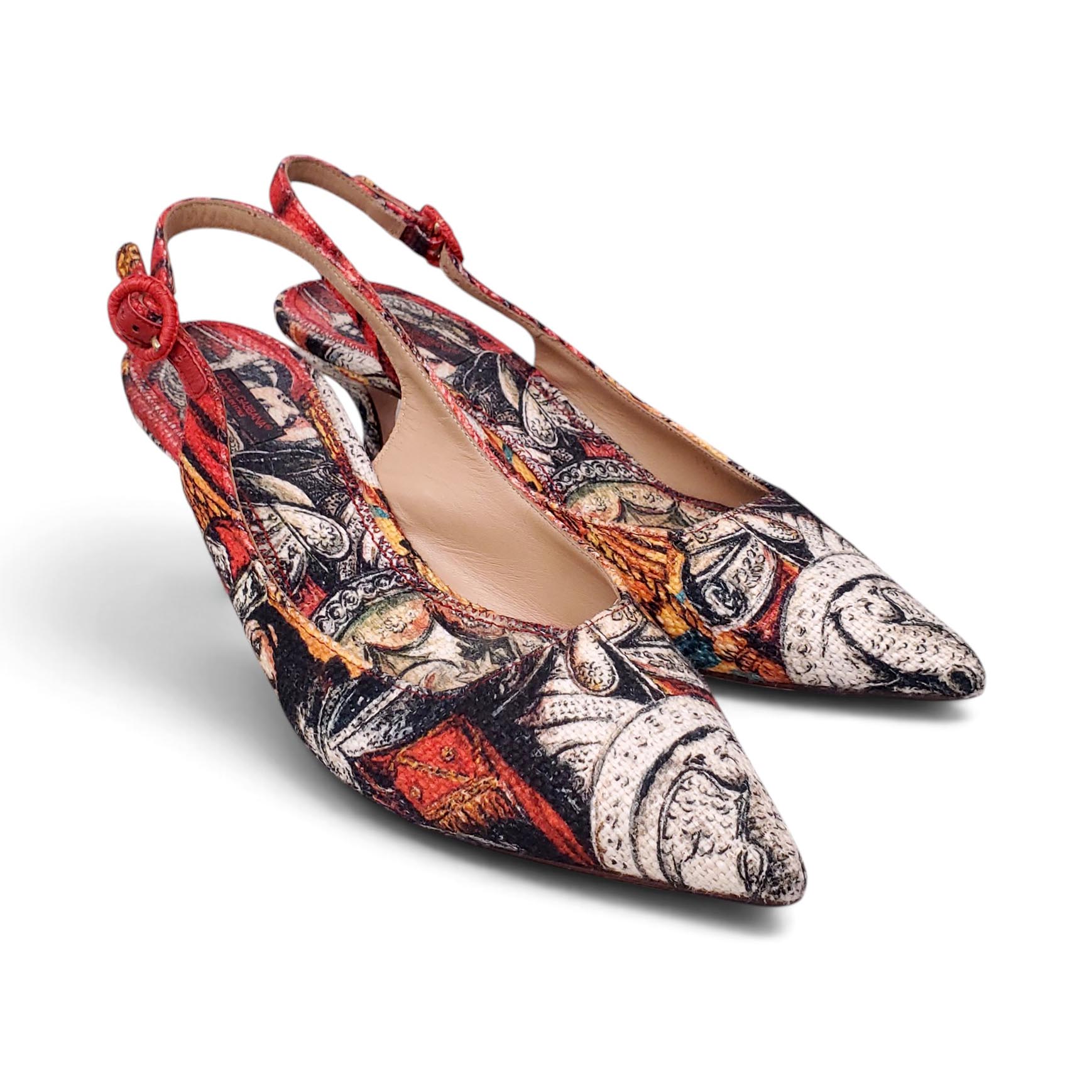 DOLCE & GABBANA PATTERNED KITTEN HEELS - SIZE 40