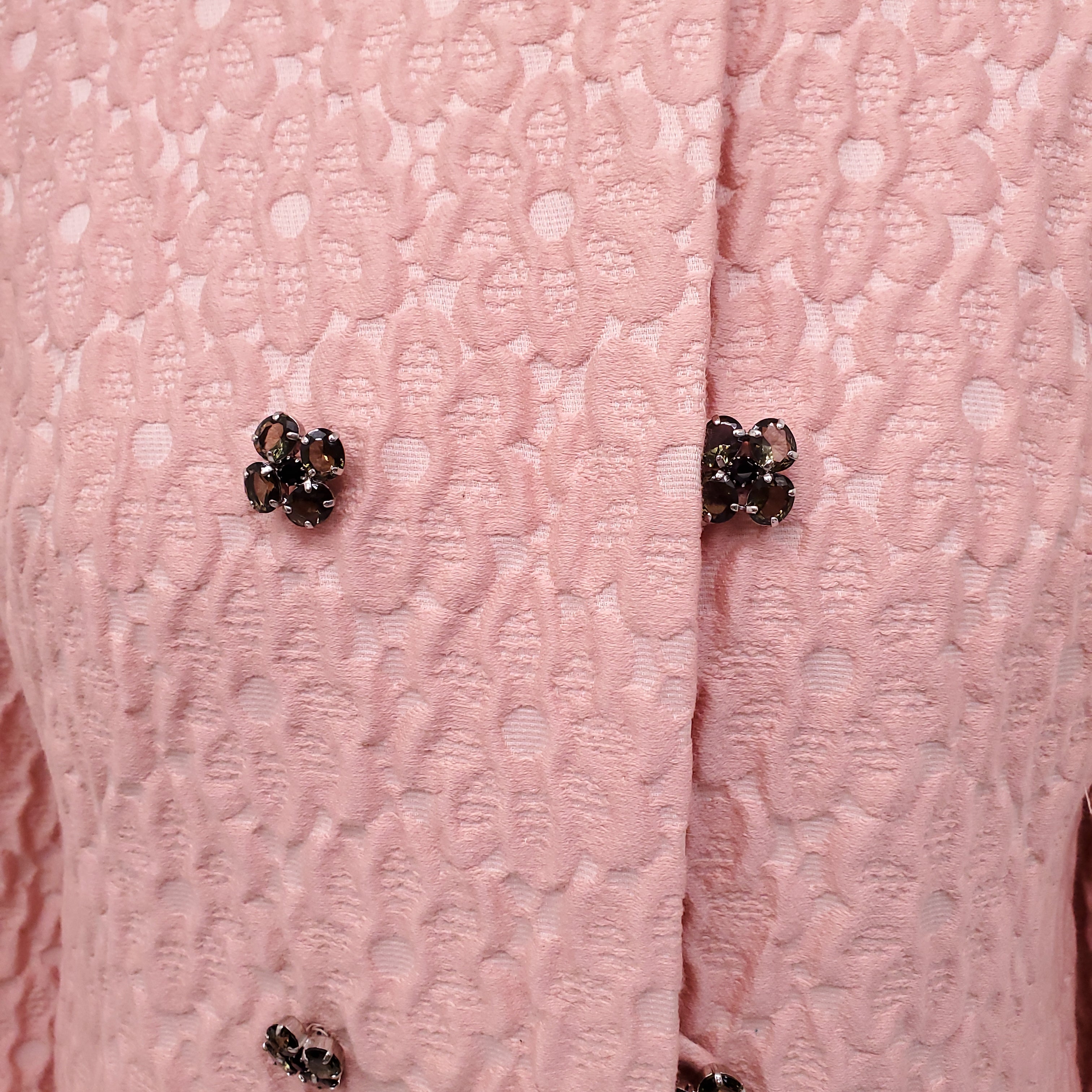 DOLCE & GABBANA PINK BROCADE JACKET WITH CRYSTAL BUTTONS - SIZE 42
