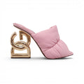 DOLCE & GABBANA PINK PUFFER LOGO HEELS - SIZE 41