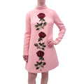 DOLCE & GABBANA PINK ROSE FLORAL CRYSTAL DRESS - SIZE 46