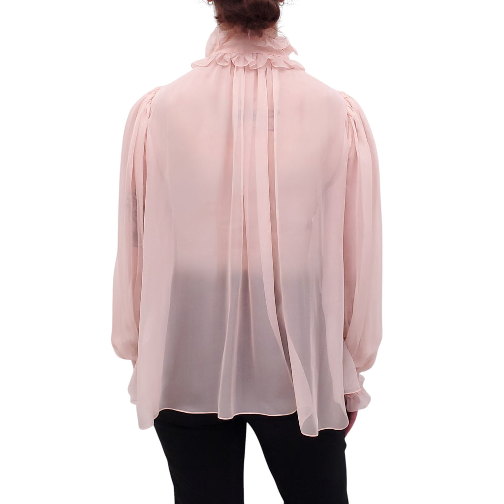 DOLCE & GABBANA PINK RUFFLED ORGANZA BLOUSE - SIZE 38