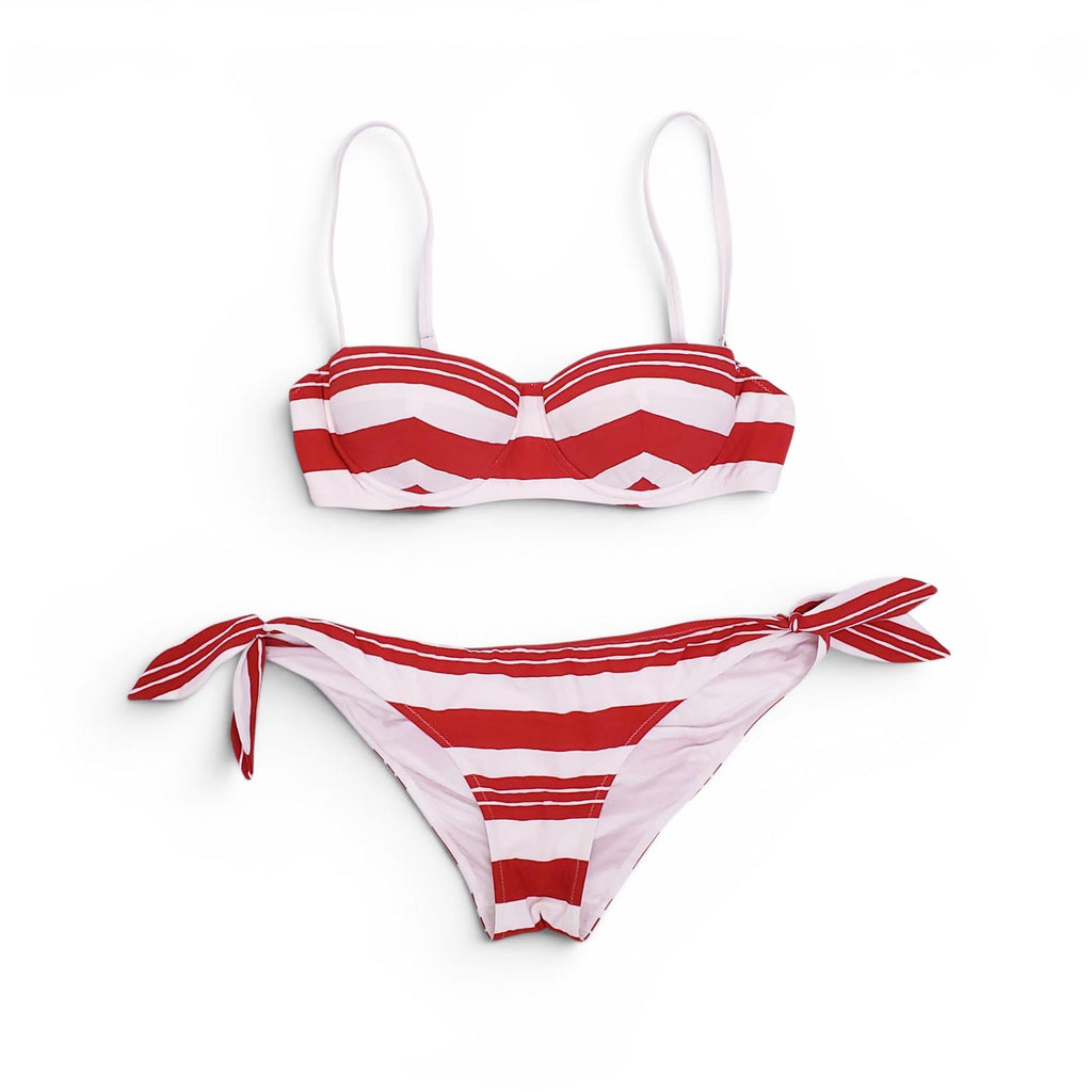 DOLCE & GABBANA RED AND WHITE STRIPED BIKINI - SIZE S