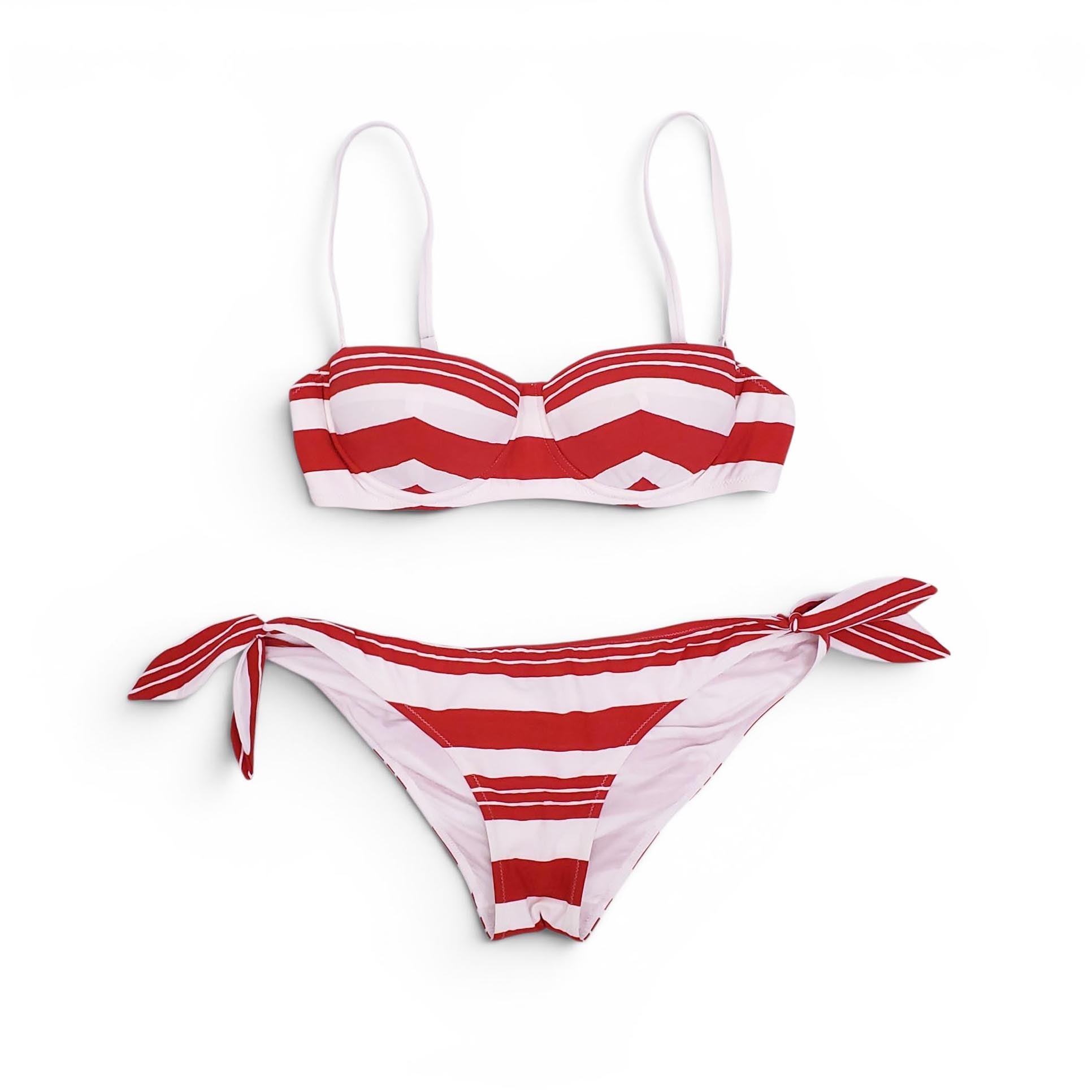 DOLCE & GABBANA RED AND WHITE STRIPED BIKINI - SIZE S