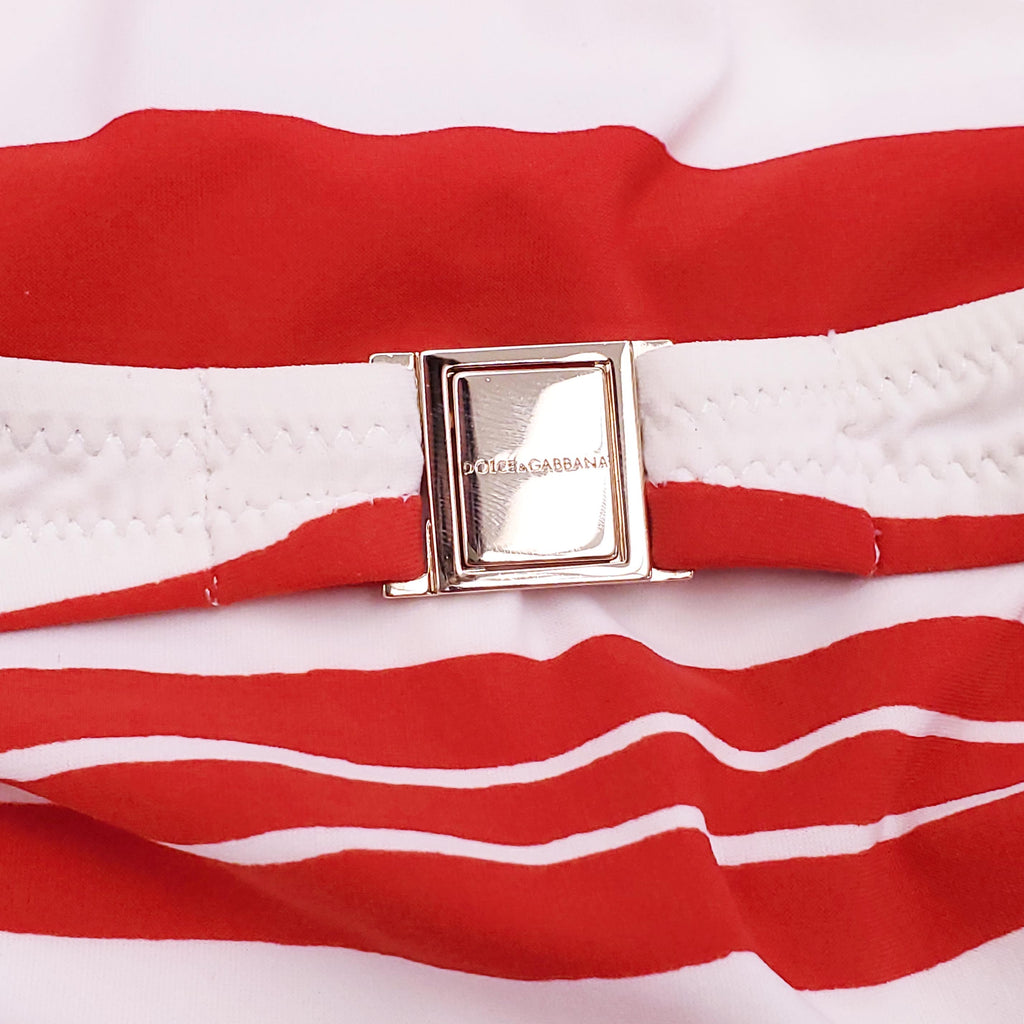 DOLCE & GABBANA RED AND WHITE STRIPED BIKINI - SIZE S