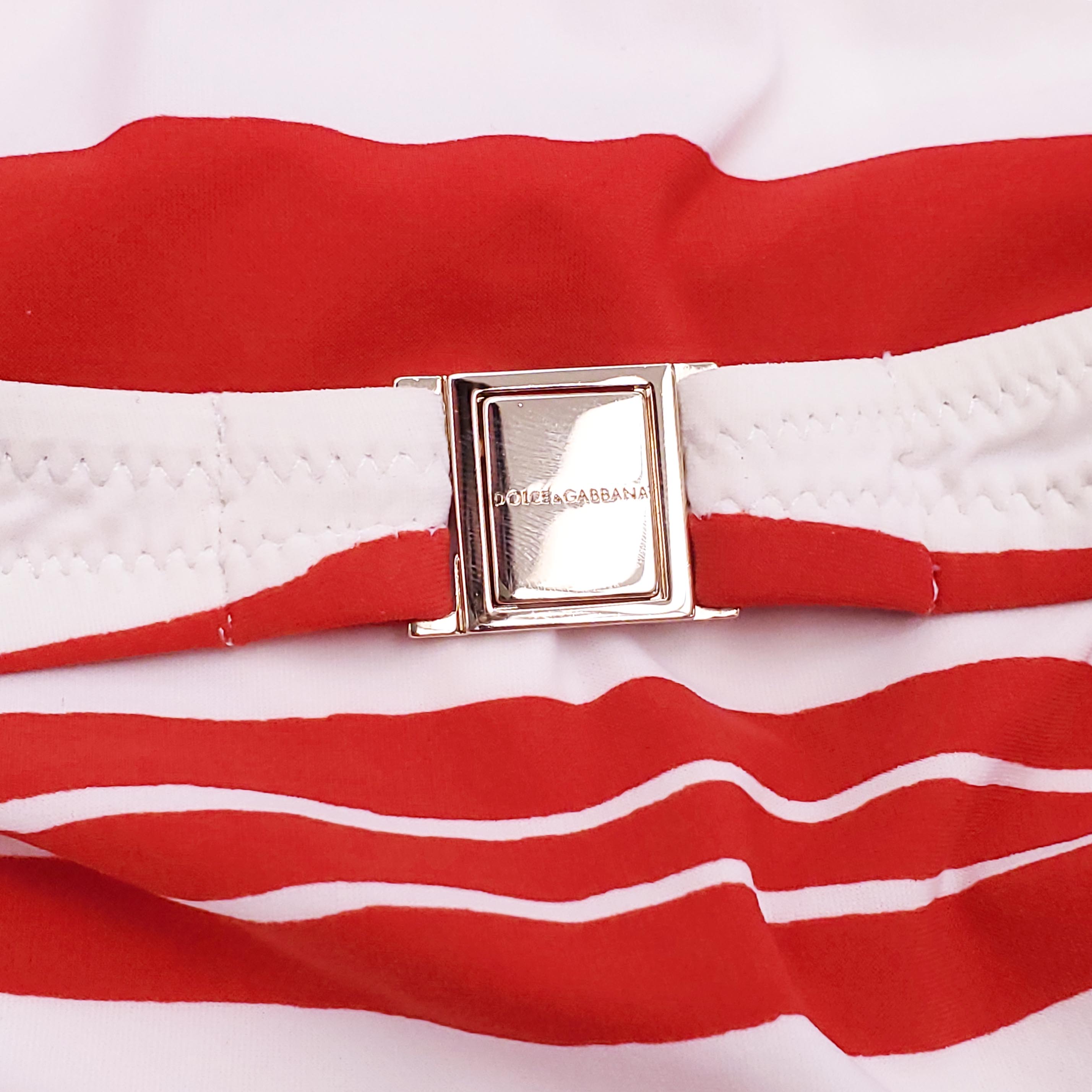 DOLCE & GABBANA RED AND WHITE STRIPED BIKINI - SIZE S