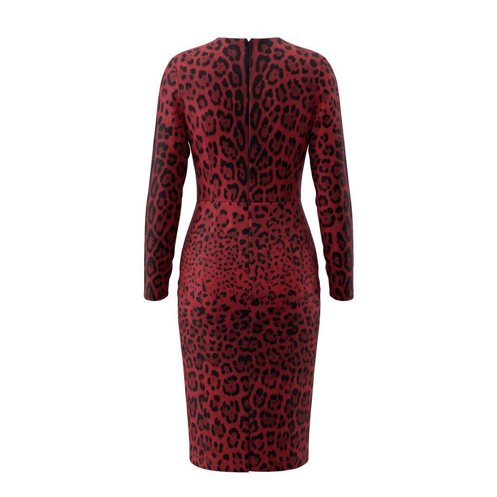 DOLCE & GABBANA RED LEOPARD DRESS - SIZE 44