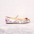 DOLCE & GABBANA RUNWAY FLORAL BEADED MARY JANE FLATS - SIZE 40