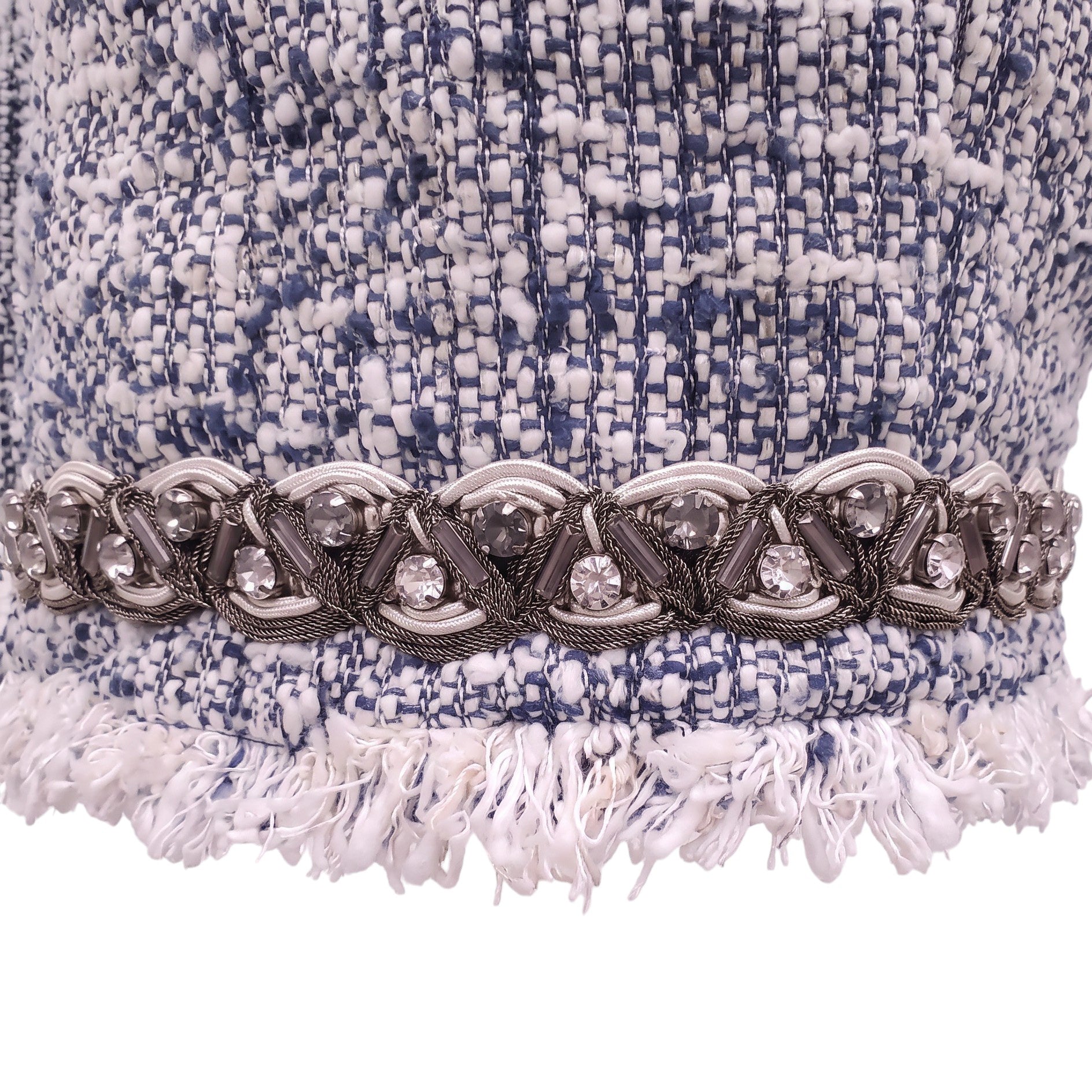 DOLCE & GABBANA TWEED AND DENIM JACKET WITH LOGO BUTTONS - SIZE 38