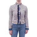 DOLCE & GABBANA TWEED AND DENIM JACKET WITH LOGO BUTTONS - SIZE 38