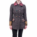 DOLCE & GABBANA TWEED JACQUARD COAT WITH MISMATCHED BUTTONS - SIZE 36