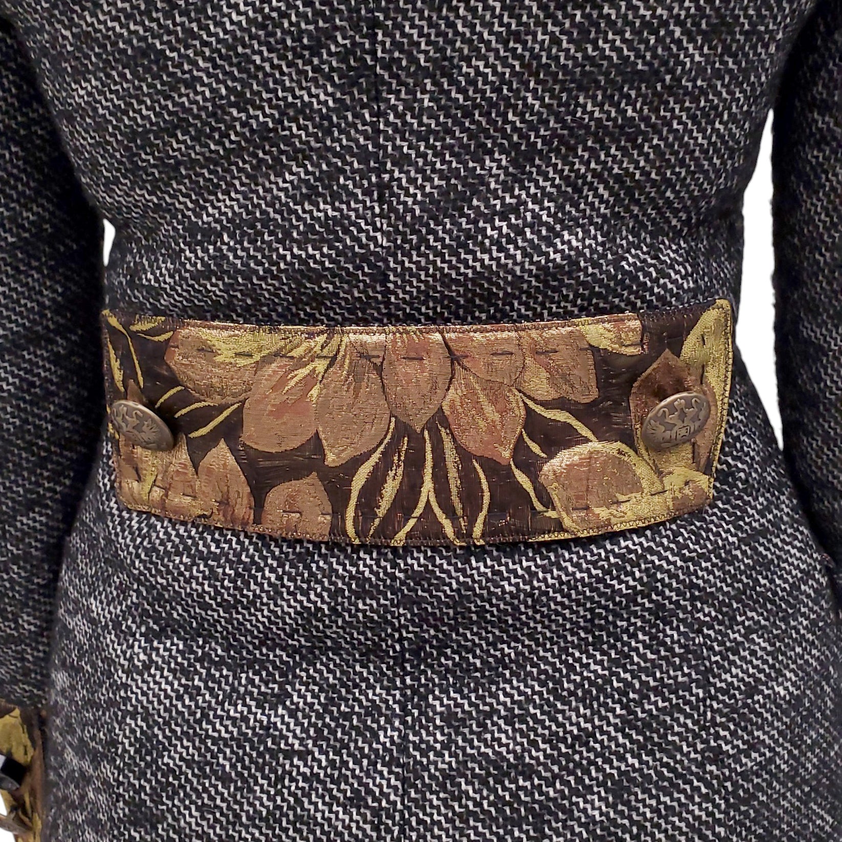 DOLCE & GABBANA TWEED JACQUARD COAT WITH MISMATCHED BUTTONS - SIZE 36