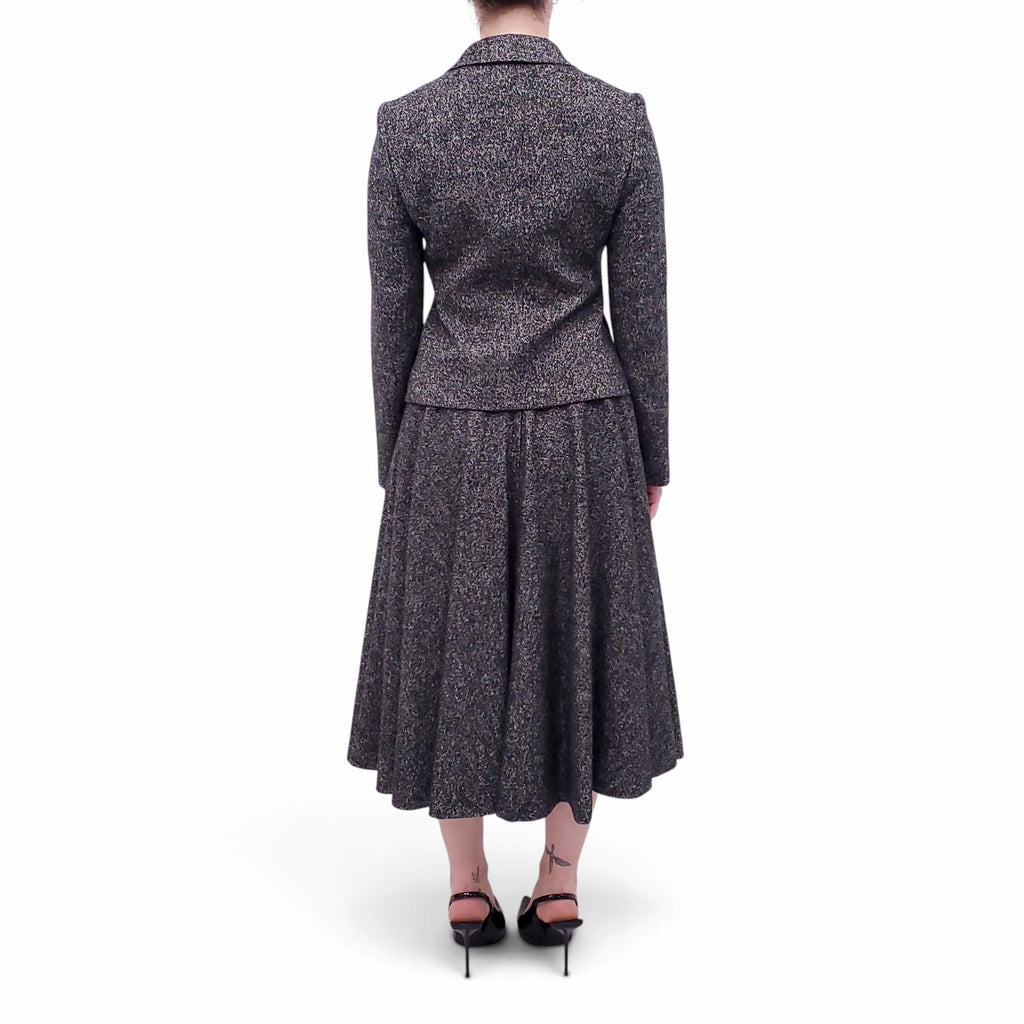 DOLCE & GABBANA TWEED SKIRT WITH MATCHING JACKET & LEOPARD INTERIOR - SIZE 38