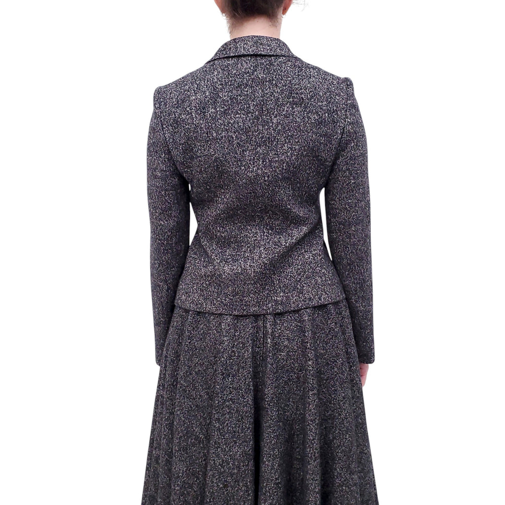 DOLCE & GABBANA TWEED SKIRT WITH MATCHING JACKET & LEOPARD INTERIOR - SIZE 38