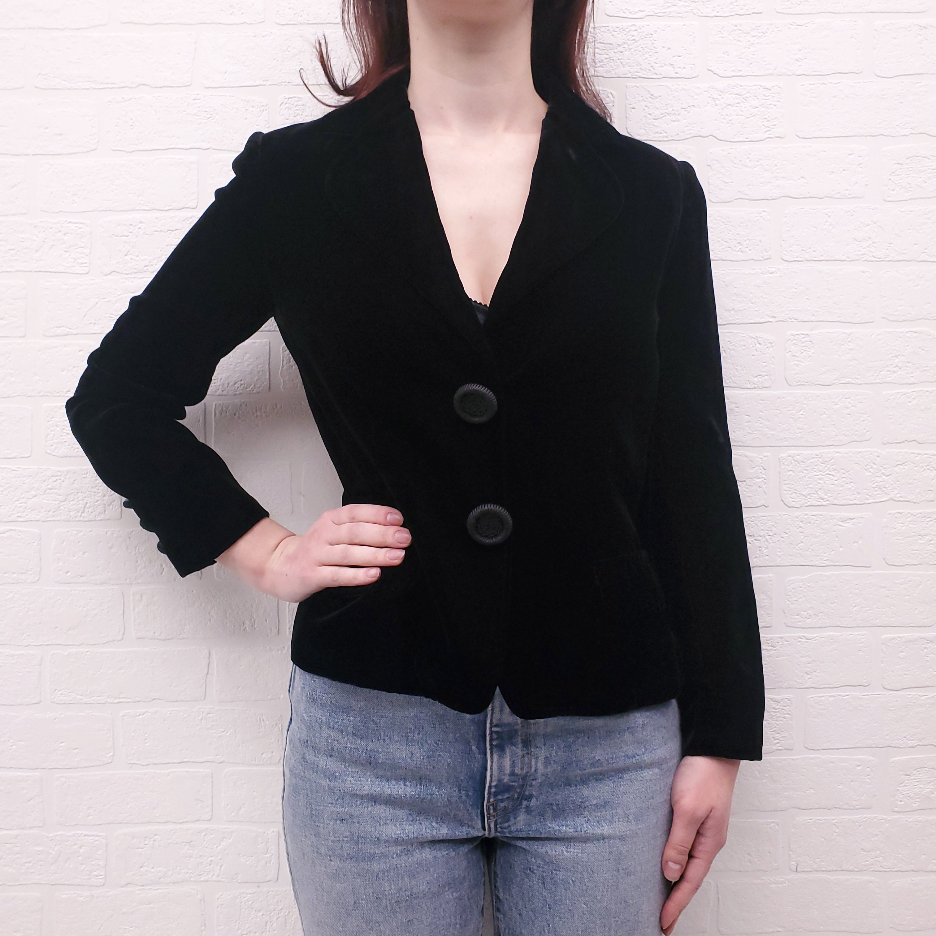 DOLCE & GABBANA VELVET JACKET WITH LARGE BUTTONS - SIZE 44