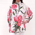 DOLCE & GABBANA WHITE AND PINK FLORAL TUNIC BLOUSE - SIZE 44