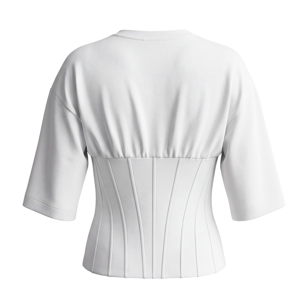 DOLCE & GABBANA WHITE CREW NECK SHORT SLEEVE CORSET TOP - SIZE 46