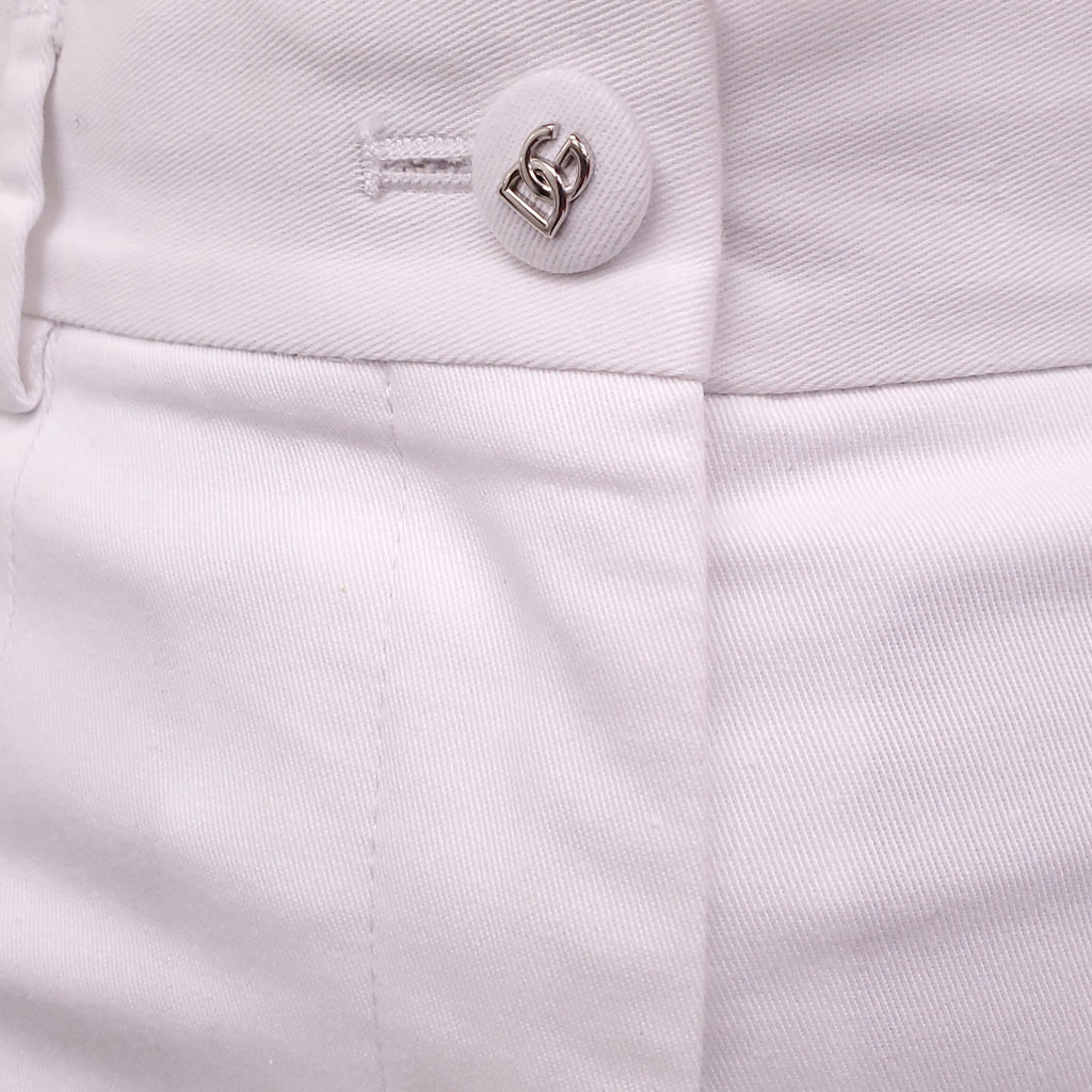 DOLCE & GABBANA WHITE TROUSERS WITH DG LOGO BUTTONS - SIZE 38