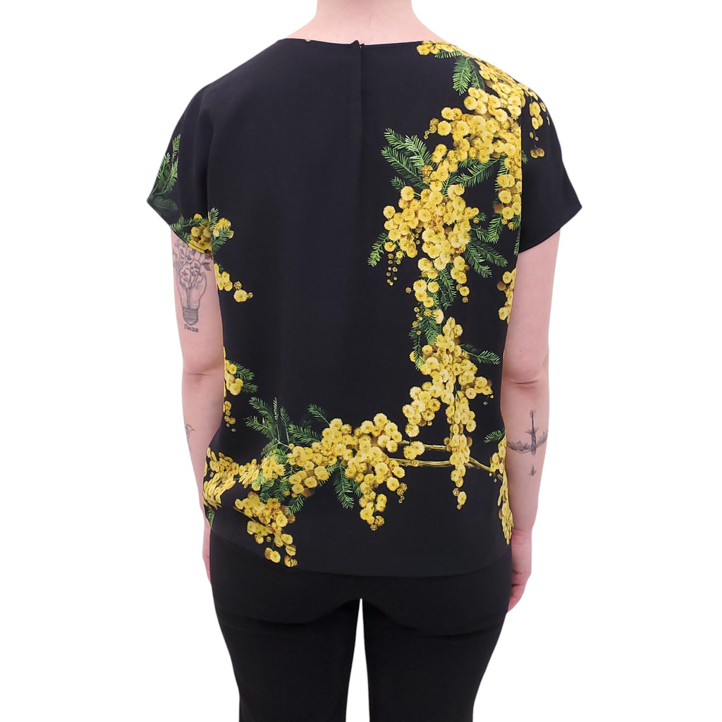 DOLCE & GABBANA YELLOW AND BLACK FLORAL PATTERNED BLOUSE - SIZE 44