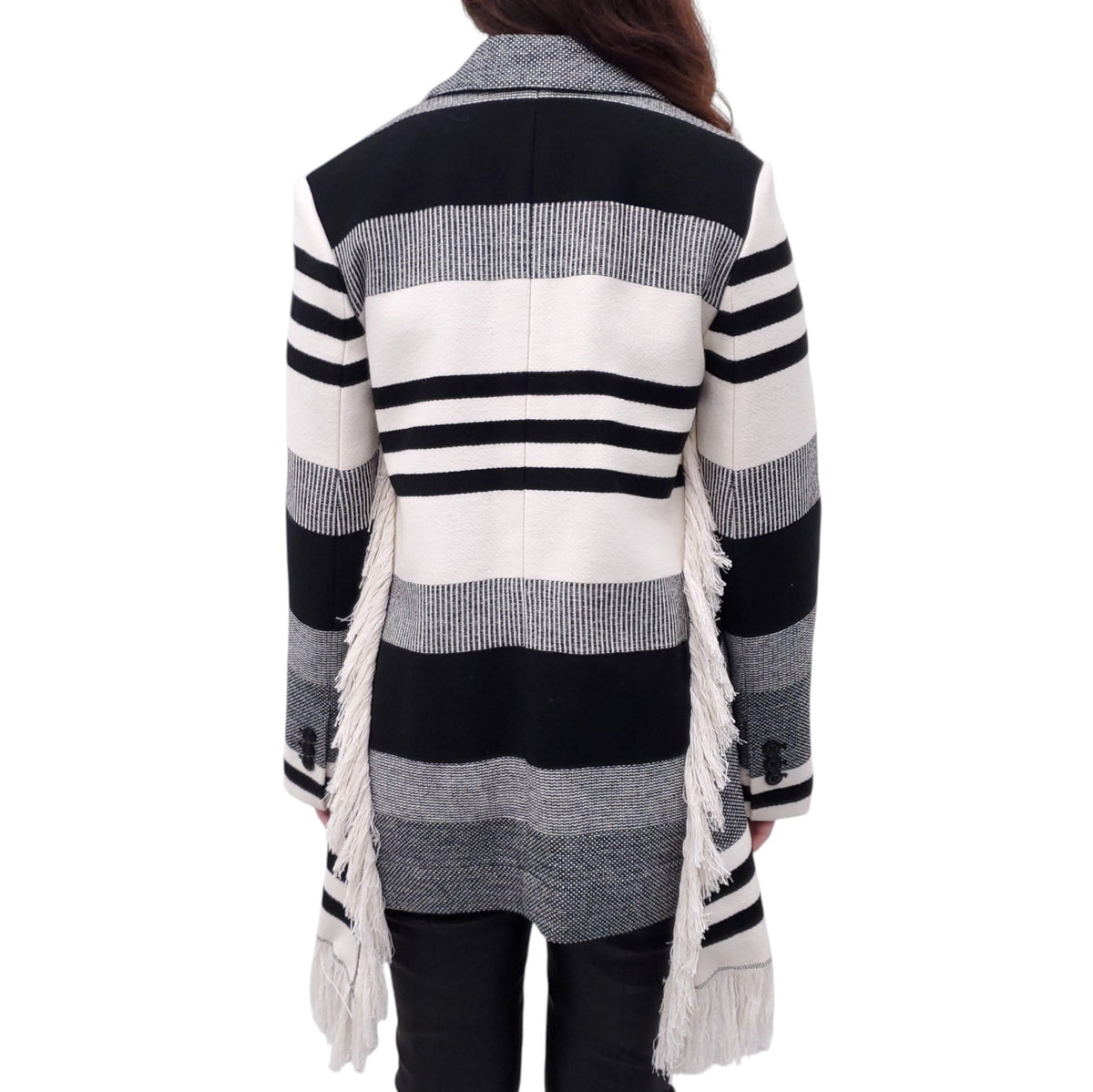 DOROTHEE SCHUMACHER STRIPED LUXURY COTTON AND WOOL JACKET - SIZE 1
