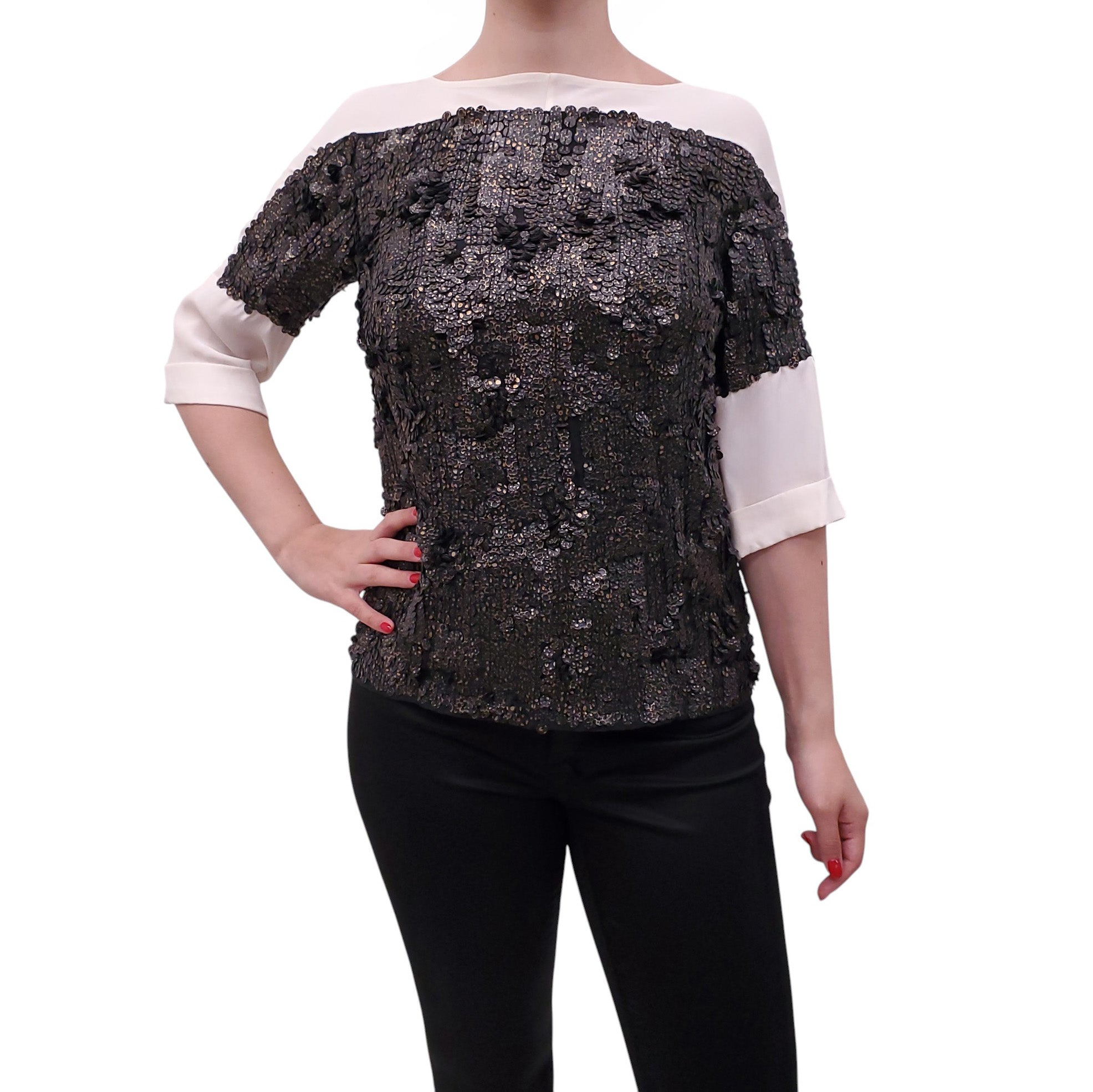 DRIES VAN NOTEN BEADED BLOUSE - SIZE 42