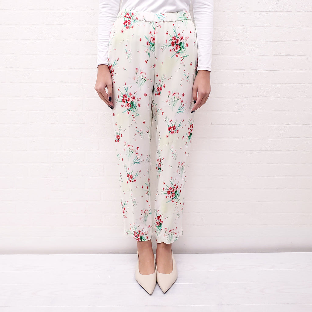 DRIES VAN NOTEN FLORAL CREAM PANTS - SIZE 40