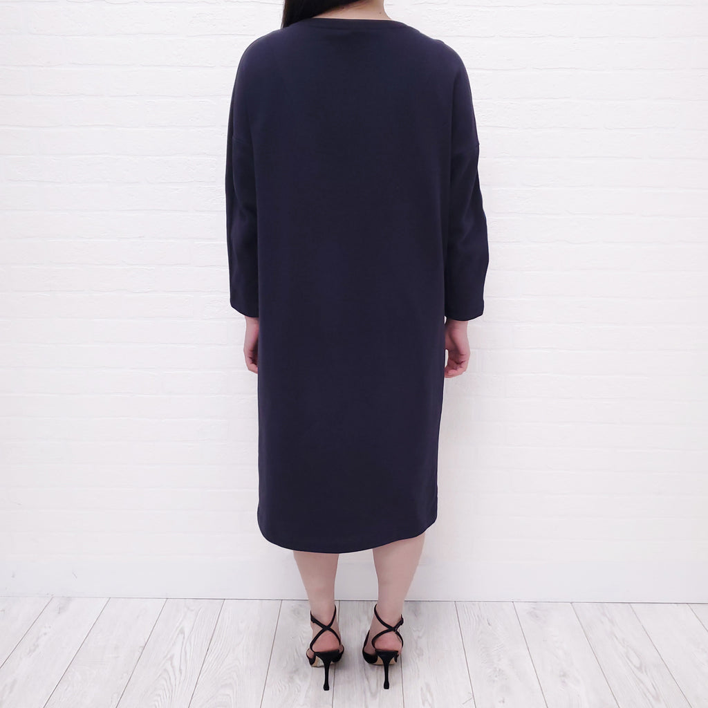 DRIES VAN NOTEN NAVY SWEATSHIRT DRESS - SIZE L