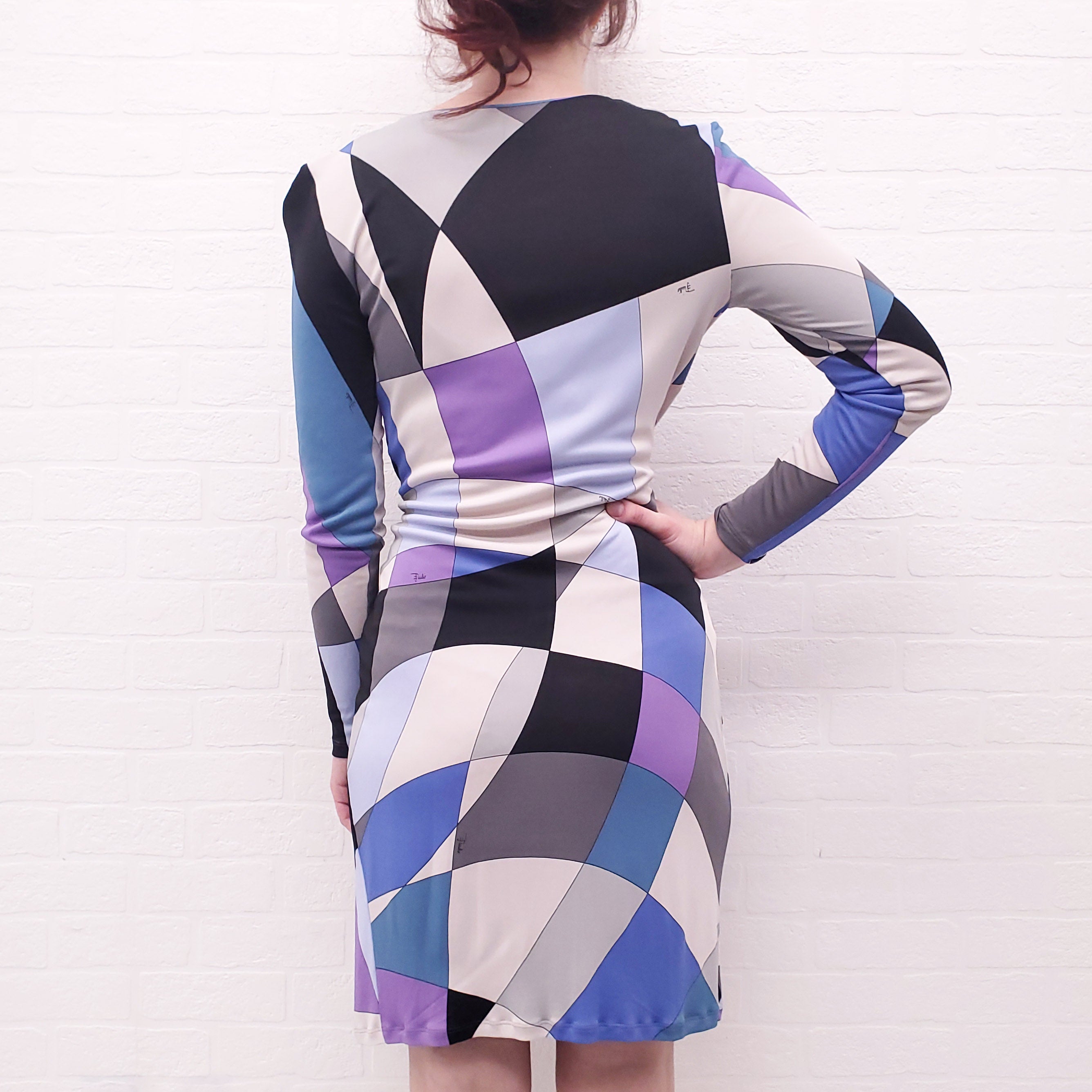 EMILIO PUCCI BLUE PATTERNED DRESS - SIZE 8