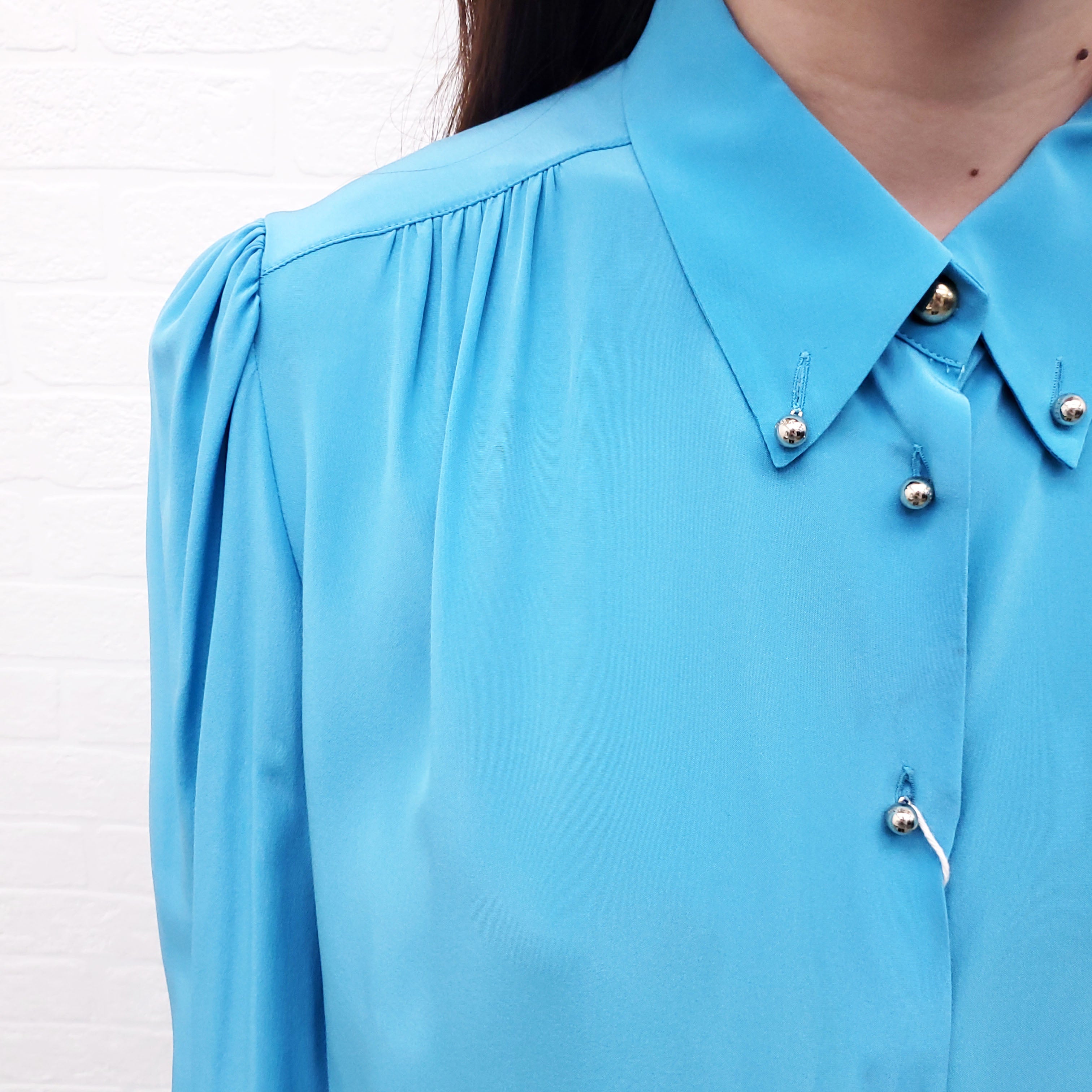 EMILIO PUCCI BLUE SILK BLOUSE - SIZE 44