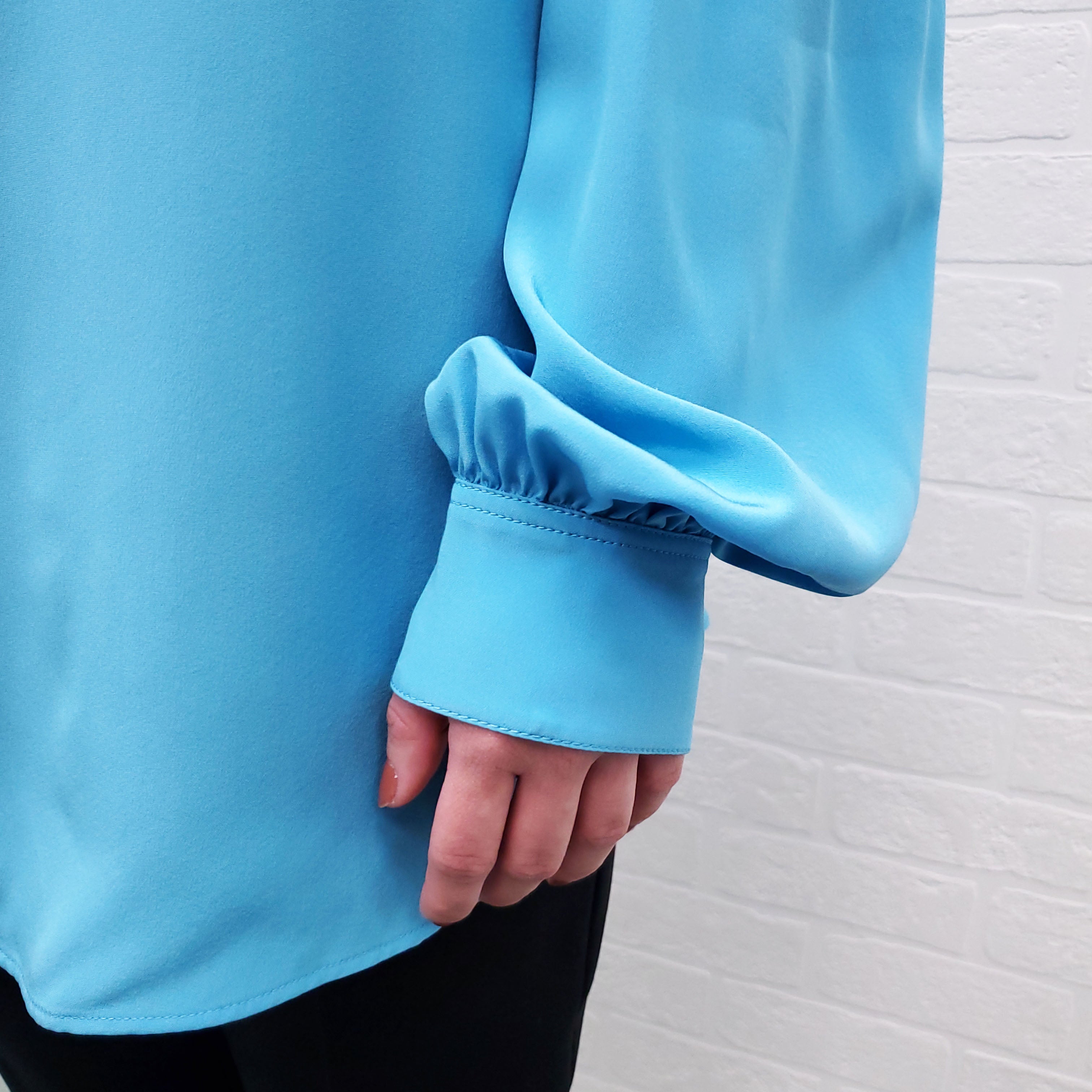 EMILIO PUCCI BLUE SILK BLOUSE - SIZE 44