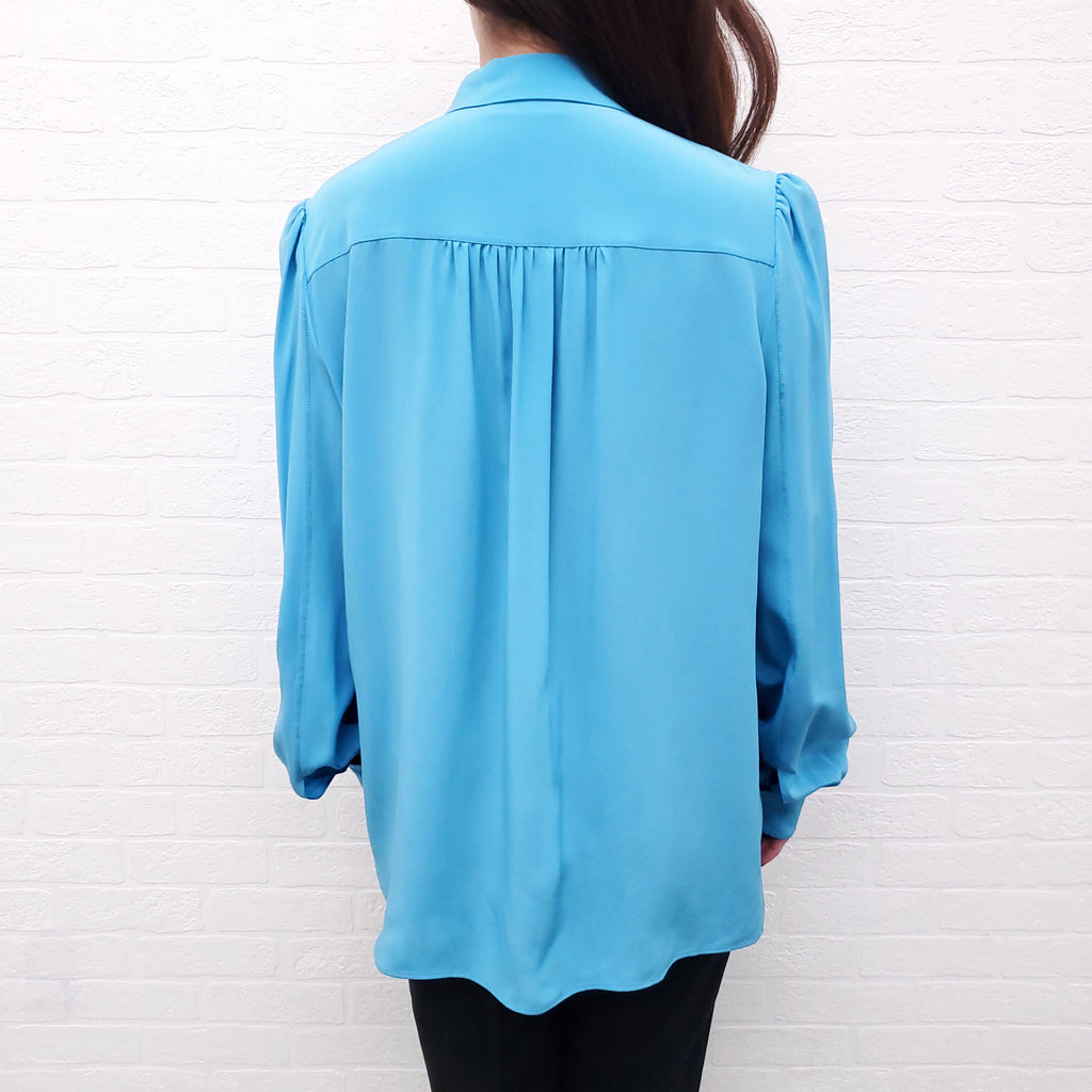 EMILIO PUCCI BLUE SILK BLOUSE - SIZE 44