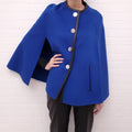 EMILIO PUCCI FUCHSIA BLUE CAPE JACKET WITH LEATHER TRIM  - US 6