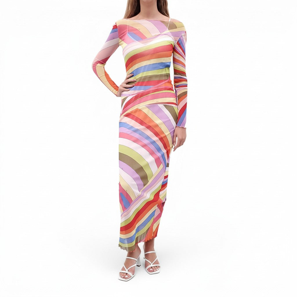 EMILIO PUCCI MULTICOLOURED MESH COVER-UP DRESS EMILIO PUCCI MULTICOLOURED MESH COVER-UP DRESS