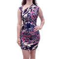 EMILIO PUCCI PURPLE PATTERNED ASYMMETRICAL RUCHED DRESS - SIZE 4