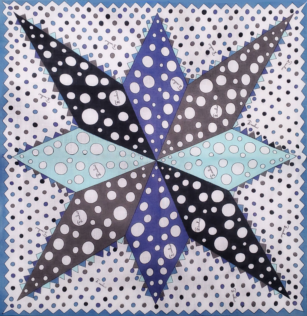 EMILIO PUCCI TURQUOISE PATTERNED SCARF