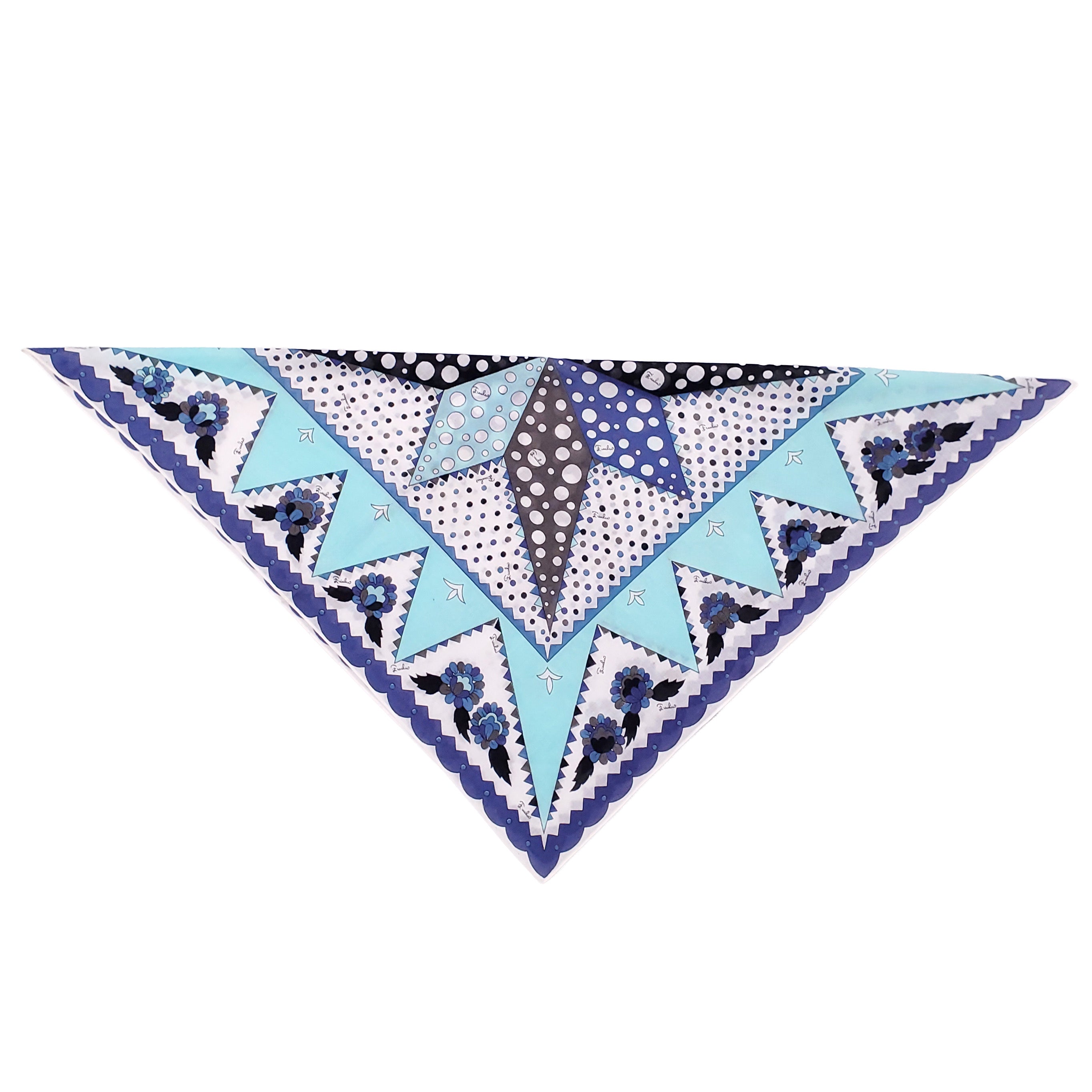 EMILIO PUCCI TURQUOISE PATTERNED SCARF