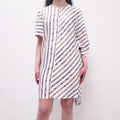 EMILIO PUCCI WHITE PATTERNED STRIPE SHORT SLEEVE DRESS - SIZE 44