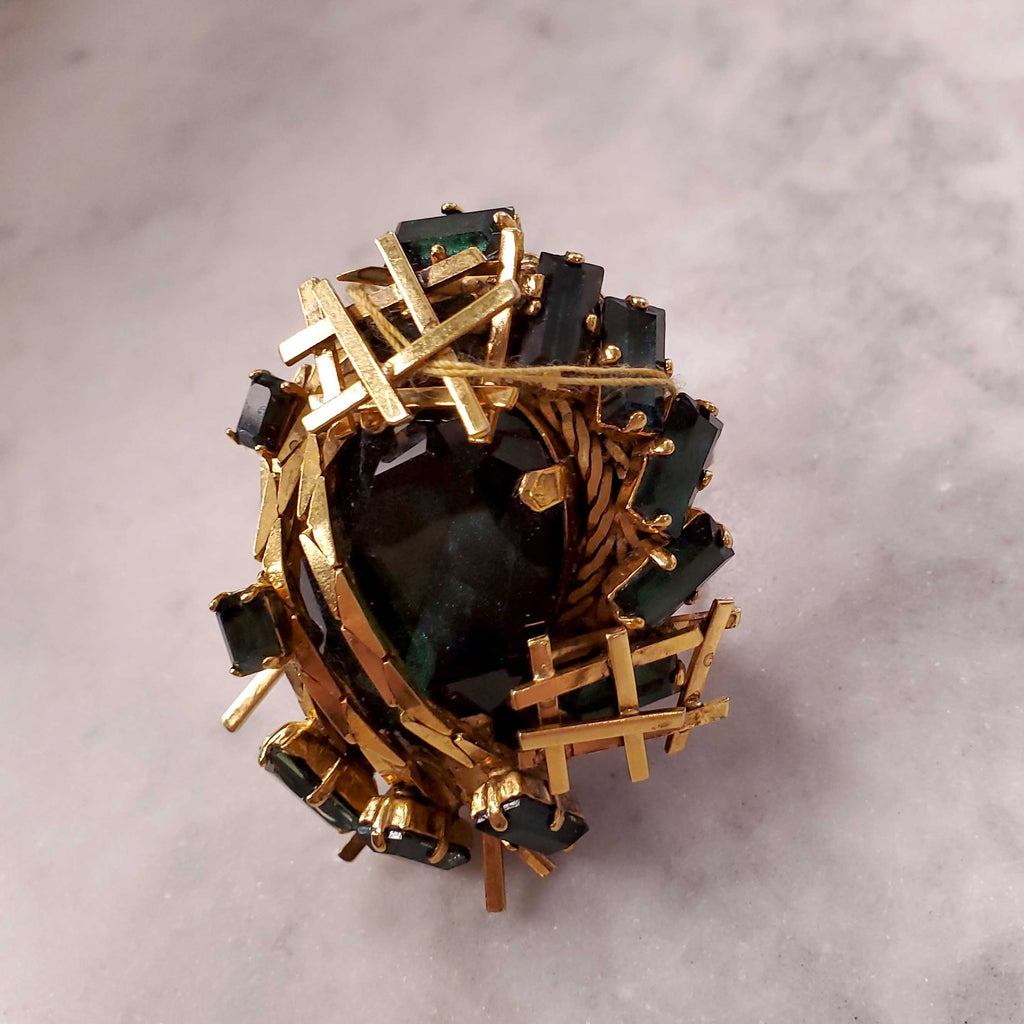 ERICKSON BEAMON GREEN LARGE COCKTAIL RING