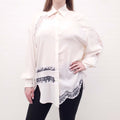 ERMANNO SCERVINO CREAM SILK LACE BLOUSE - SIZE 40
