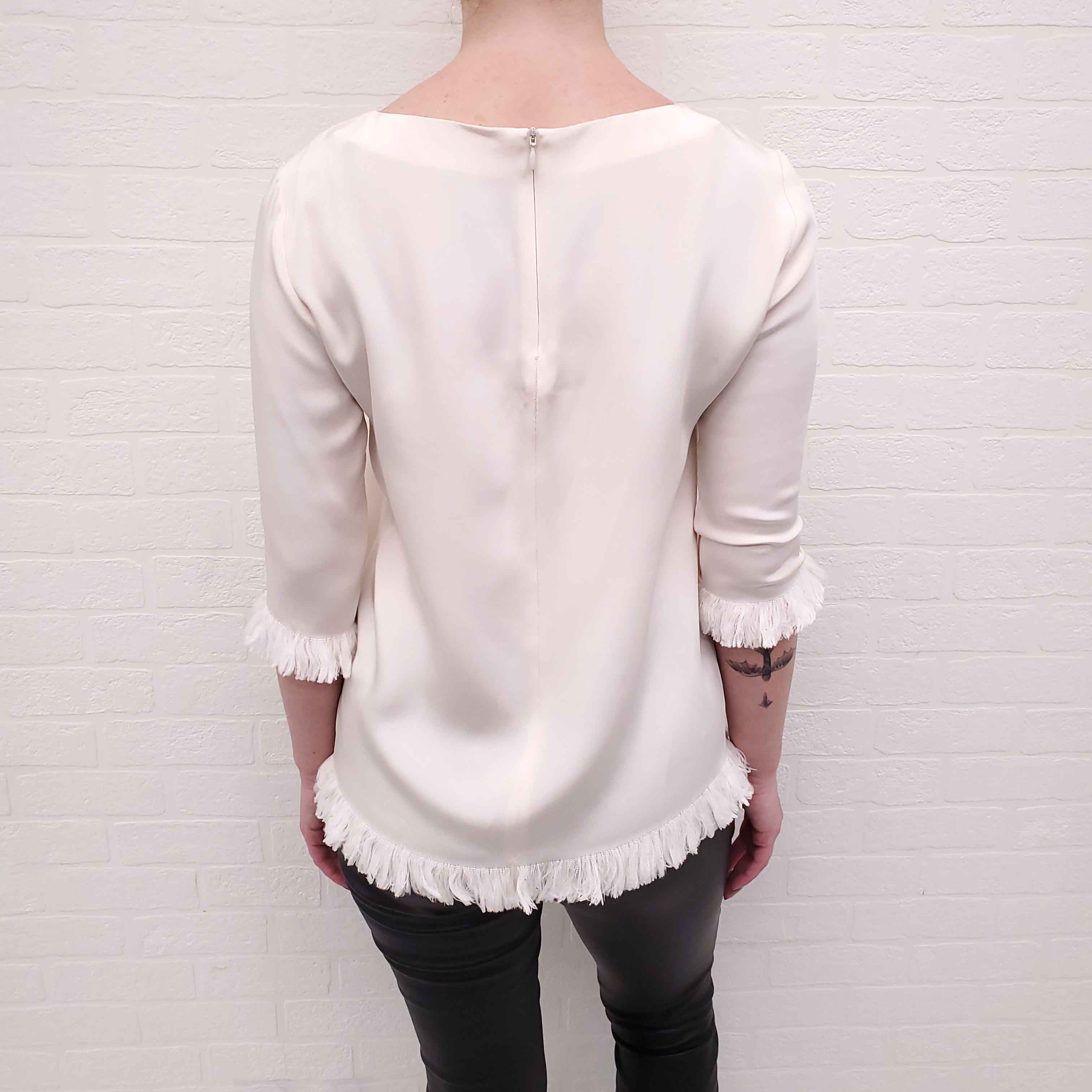 ETRO CREAM BLOUSE WITH FRINGE DETAILS - SIZE 40
