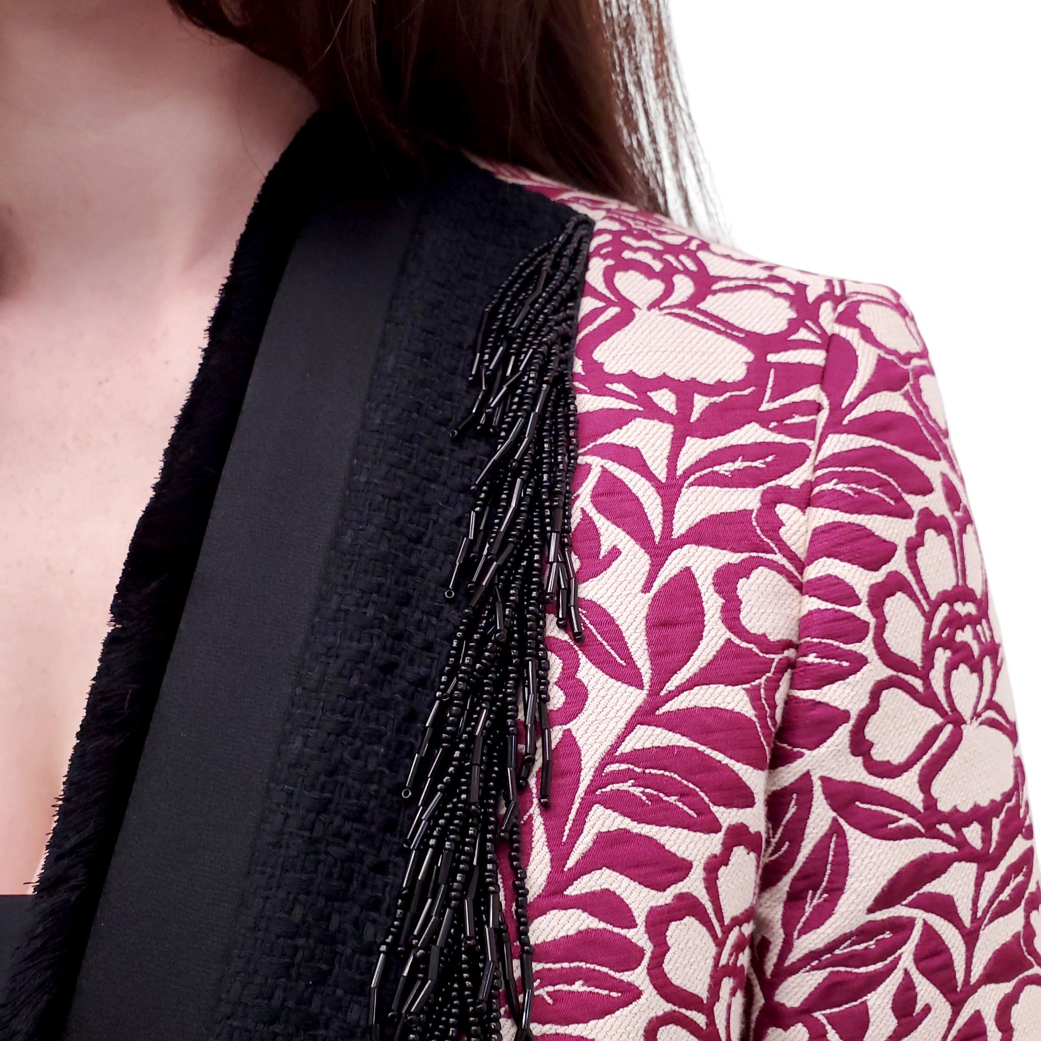 ETRO PINK FLORAL JACQUARD JACKET - SIZE 44