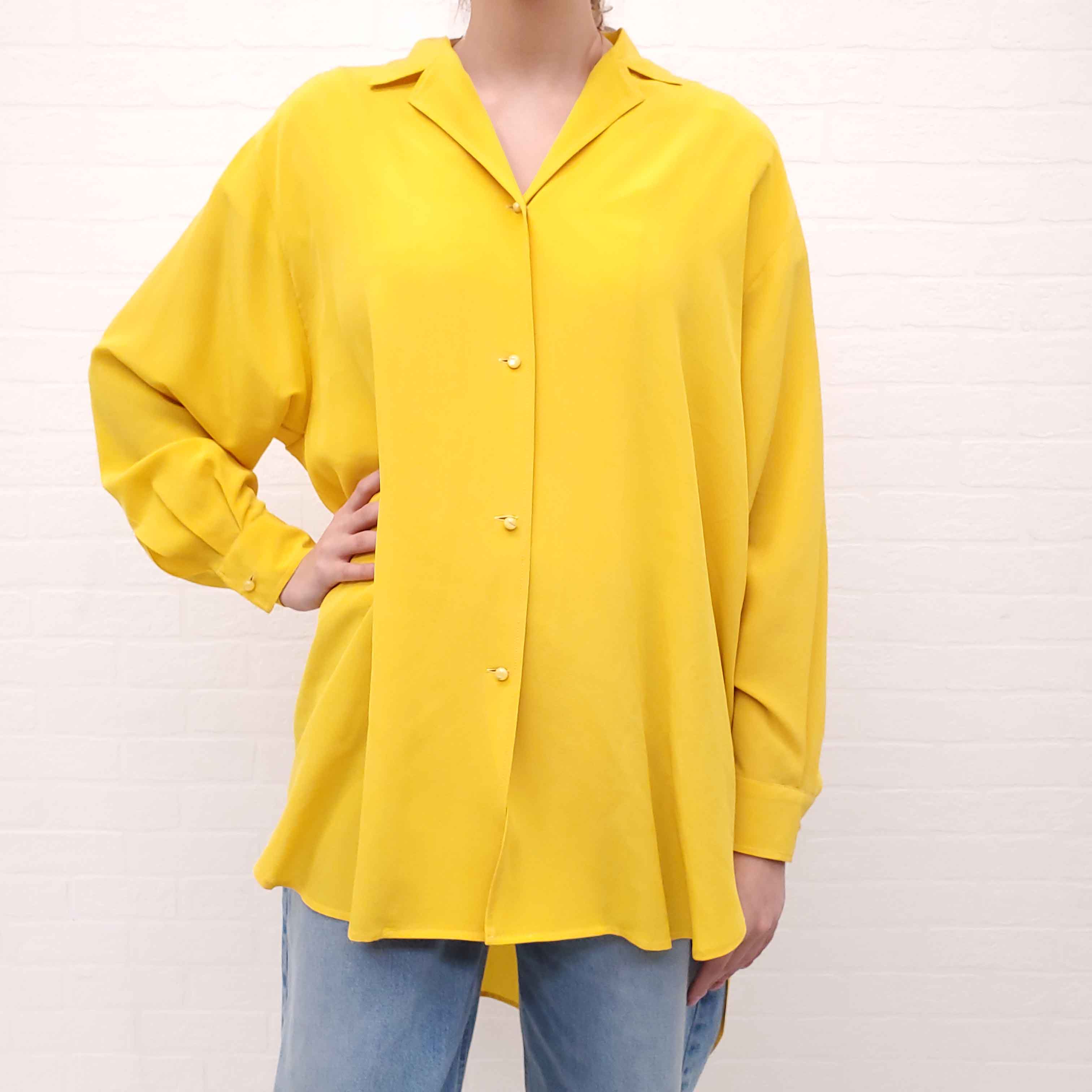 ETRO YELLOW SILK OVERSIZED BLOUSE - SIZE 40