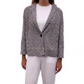 FABIANA FILIPPI BLACK AND WHITE COTTON SUMMER BLAZER - SIZE L